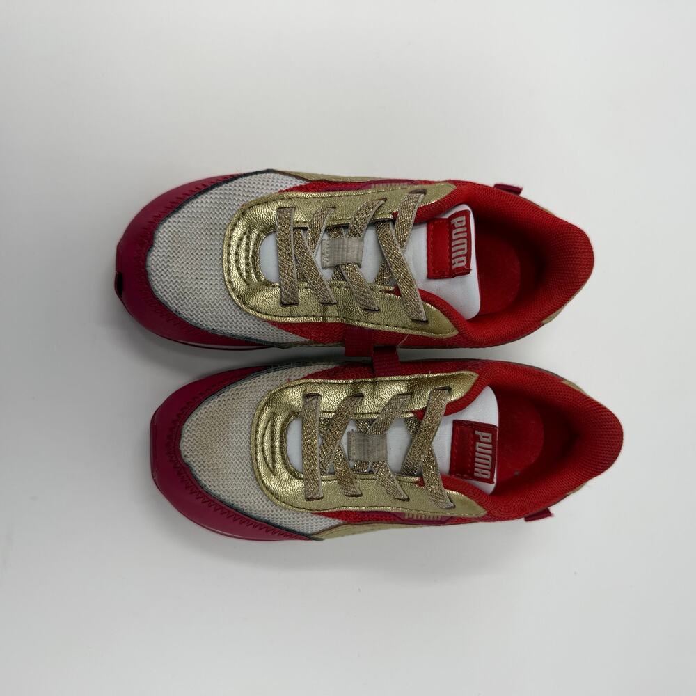 PUMA Ad Flyn Kids Red Gold Sneakers Size 10C - Picture 4 of 8